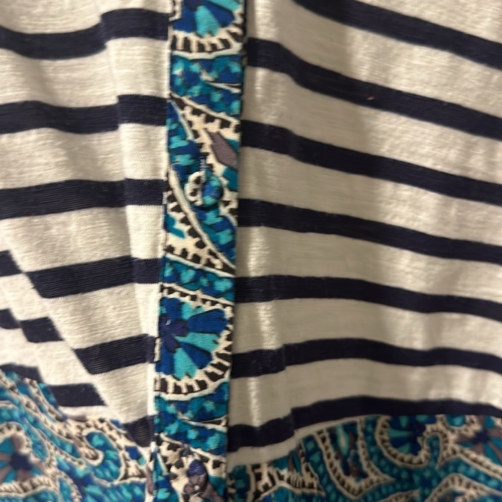 Anthropologie Mixed Media Blouse | Striped & Paisley Contrast Top | Boho Chic - Picture 7 of 9